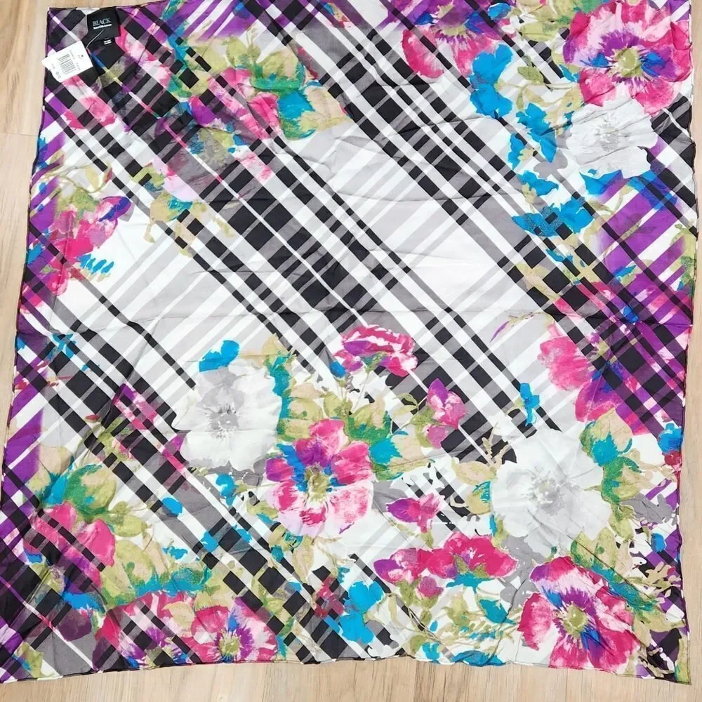 🐞NWT Saks Fifth Avenue Silk Multicolored Patterned Scarf